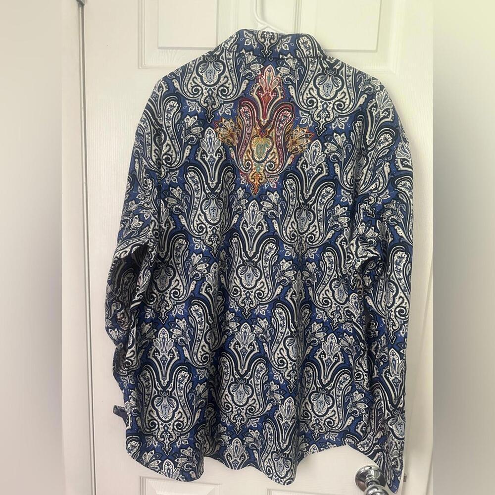 Robert Graham Geometric Button-Down Shirt with Embroidery - Size 2XL - Picture 2 of 8